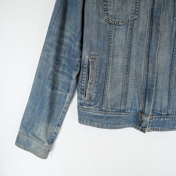 Calvin Klein Jeans Women's Collarless Denim Jacket Biker Trucker Style Size M - Picture 3 of 13